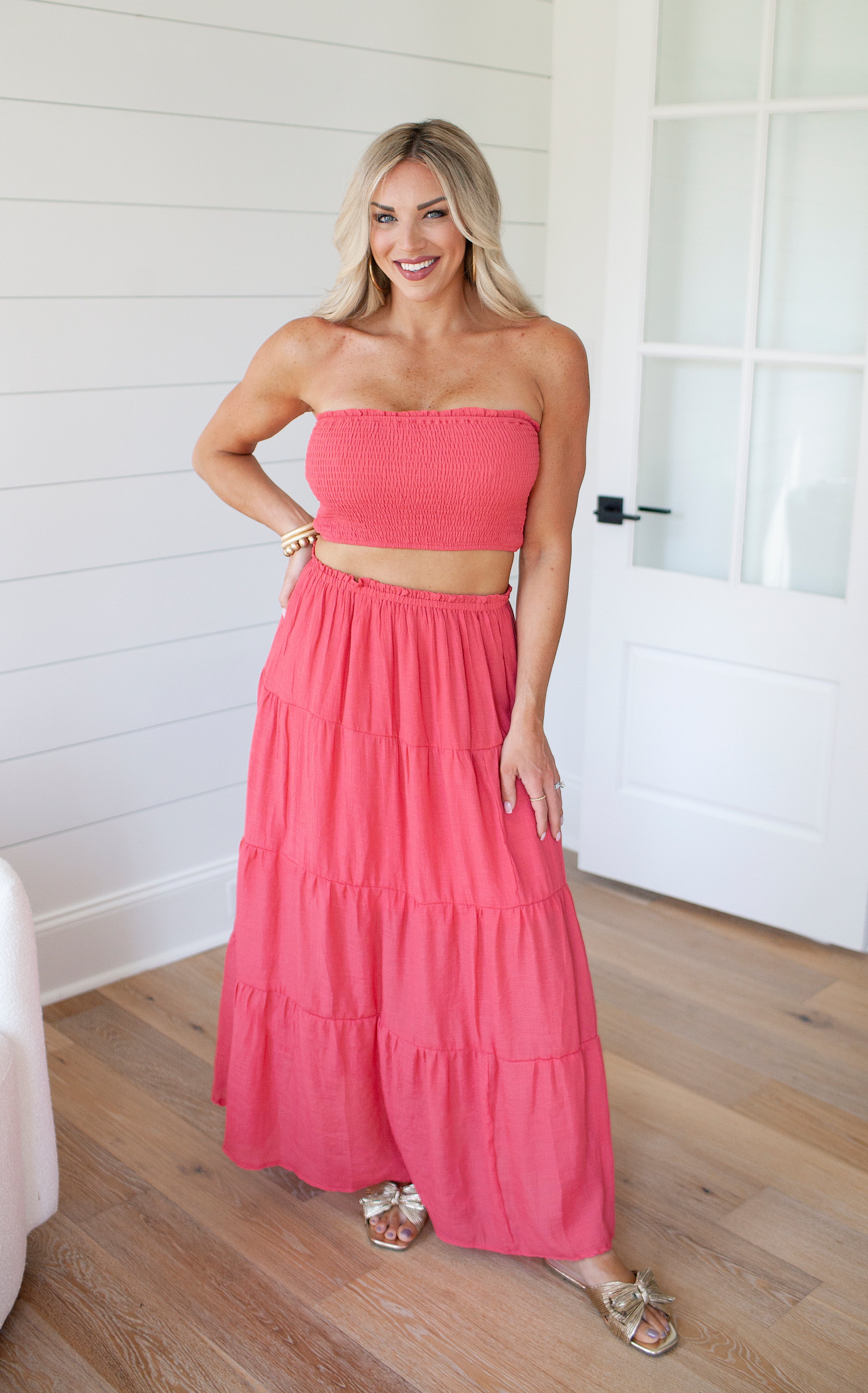 AUBREY TUBE TOP AND TIERED MAX SKIRT SET