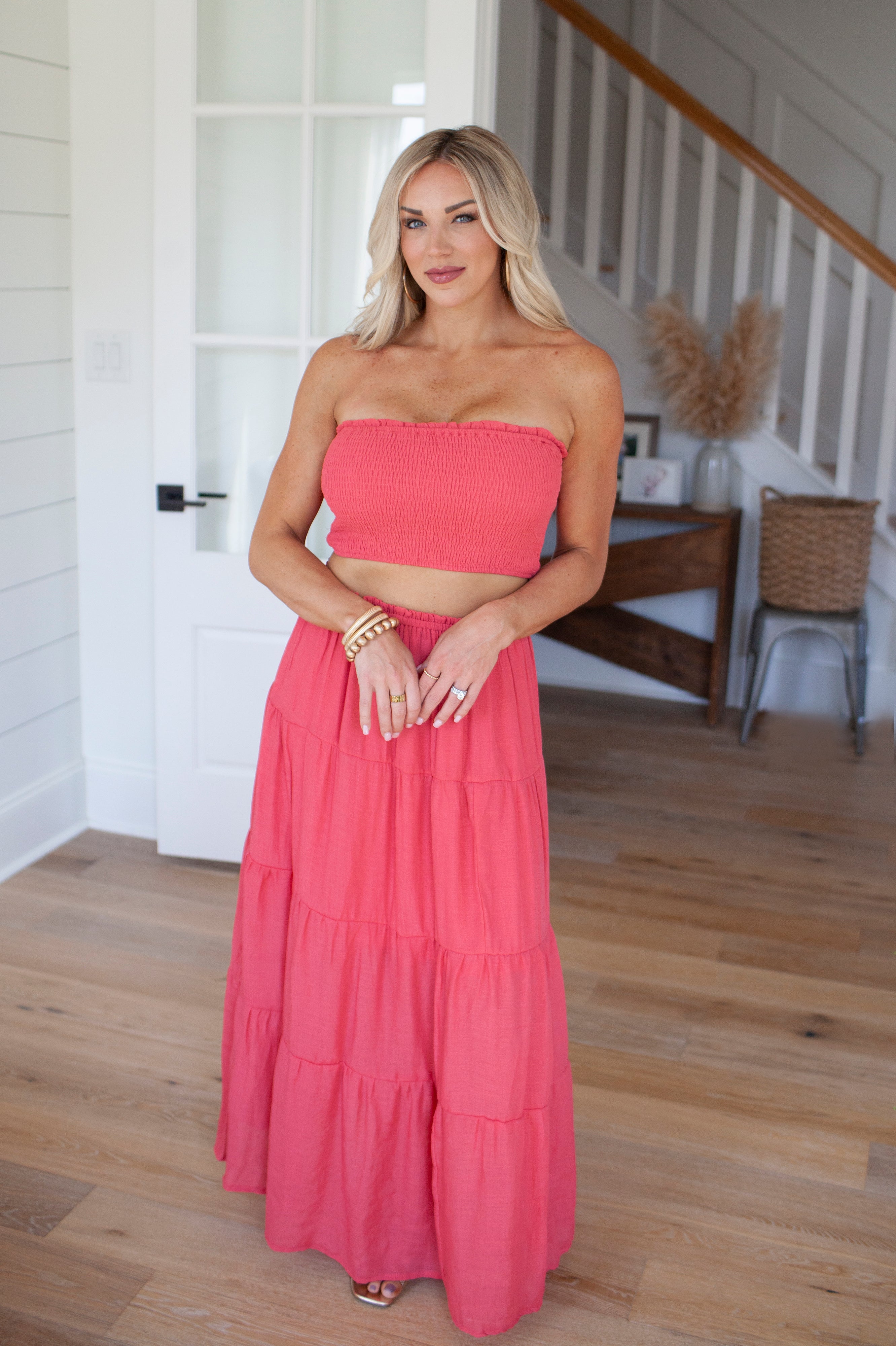 AUBREY TUBE TOP AND TIERED MAX SKIRT SET