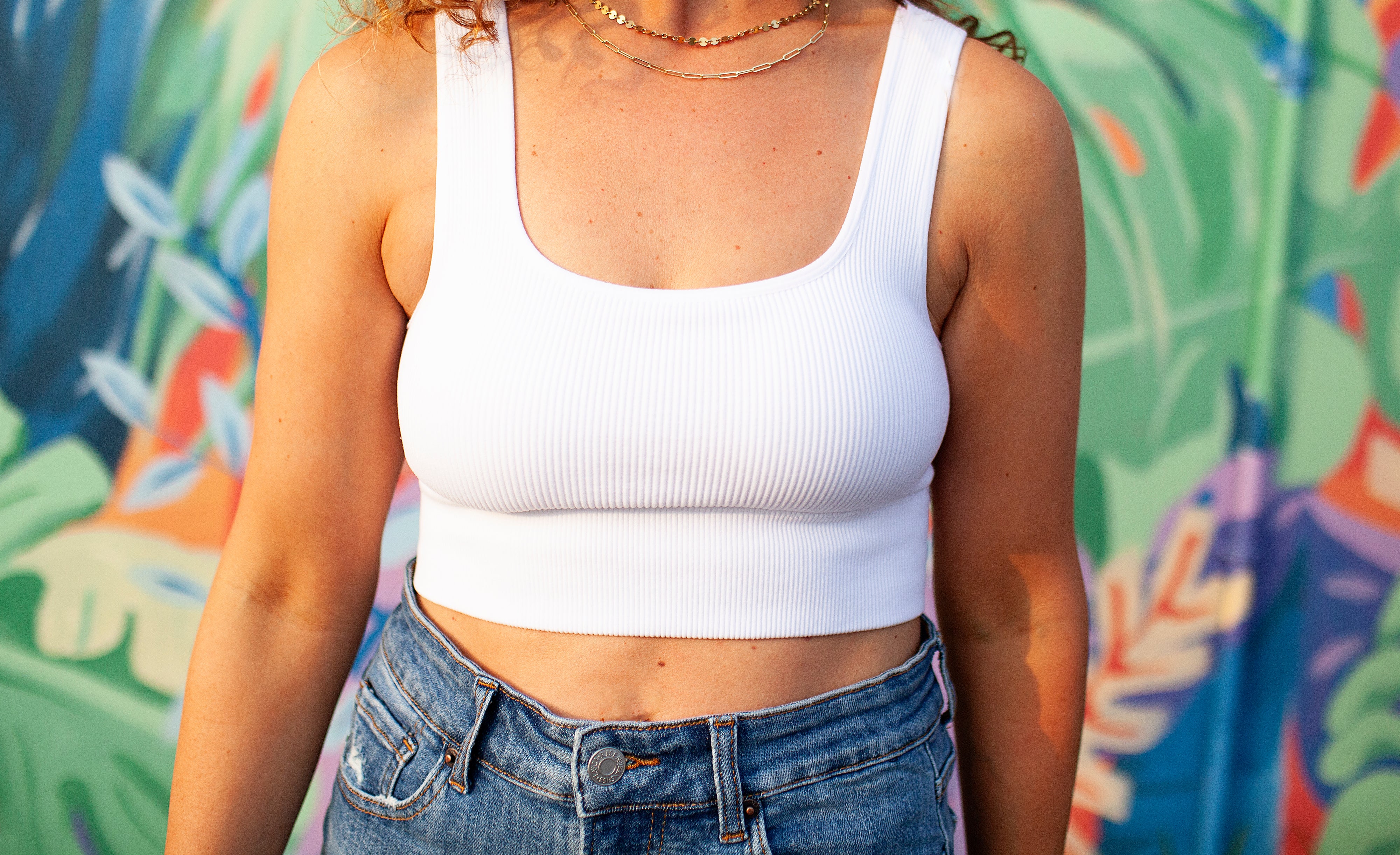 CARA RIBBED CROPPED TANK TOP {WITH PADS}