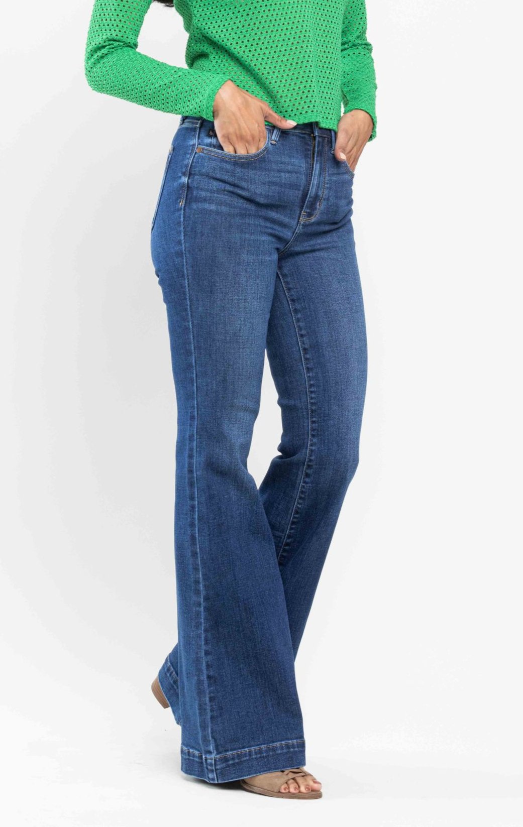 JUDY BLUE HIGH WAISTED WIDE HEM FLARE JEAN