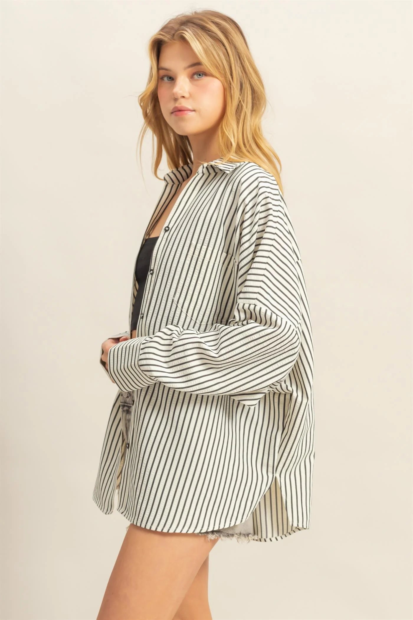 CALIA TEXTURED STRIPE SHIRT