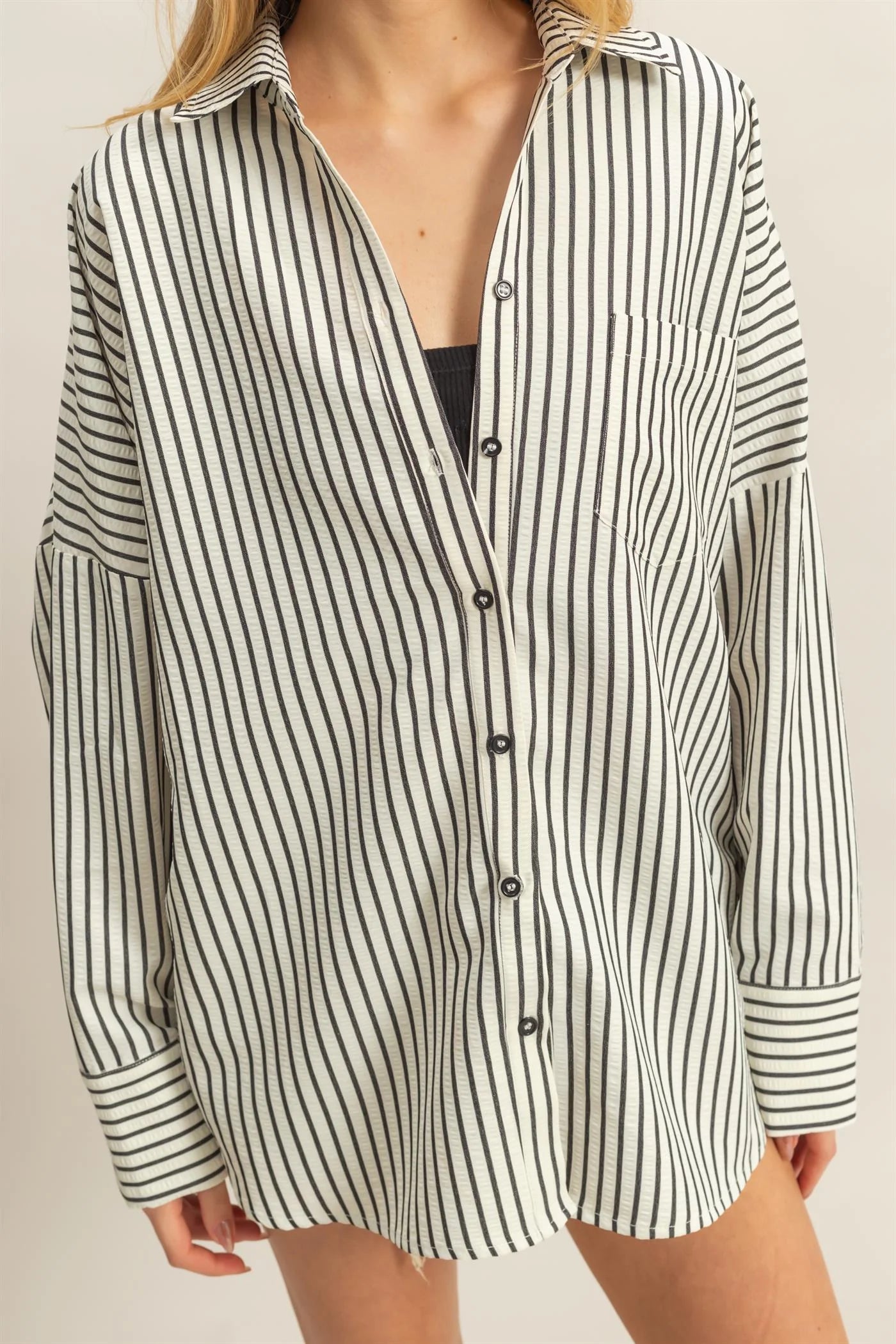 CALIA TEXTURED STRIPE SHIRT